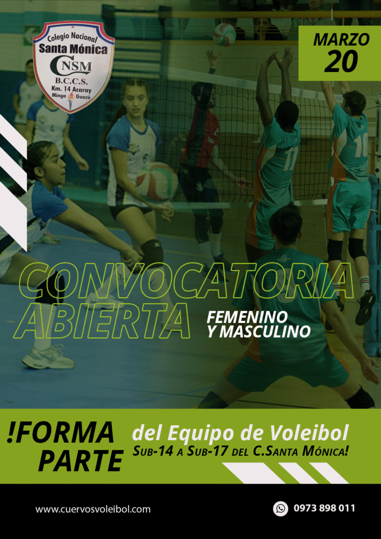 Convocatoria Abierta: ¡Forma Parte del Equipo de Voleibol Sub-14 a Sub-17 del Colegio Santa Mónica!